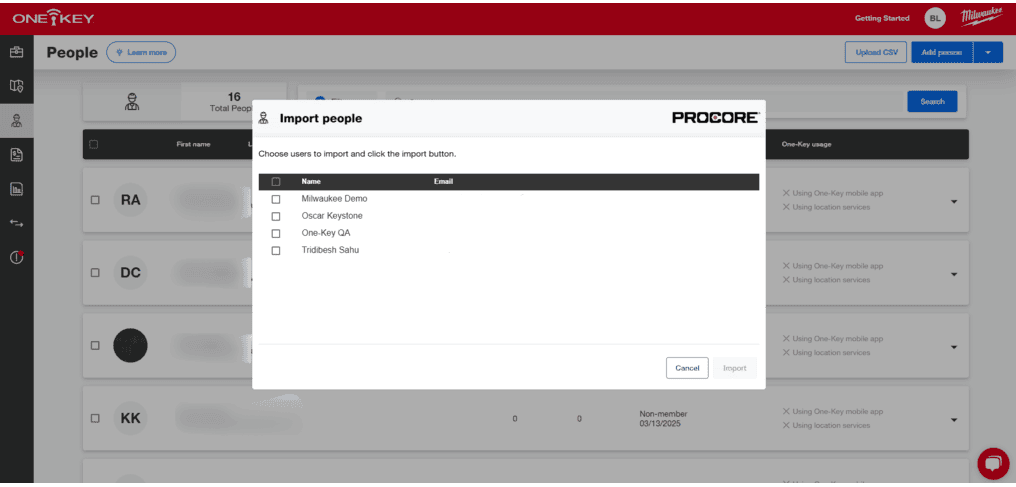 Import People prompt on desktop